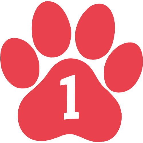 red pawprint with #1