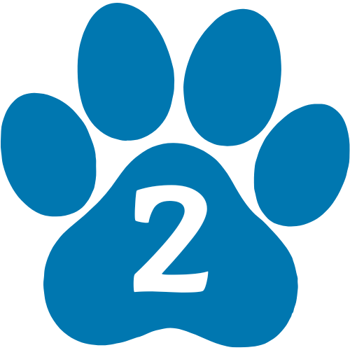 blue pawprint with #2