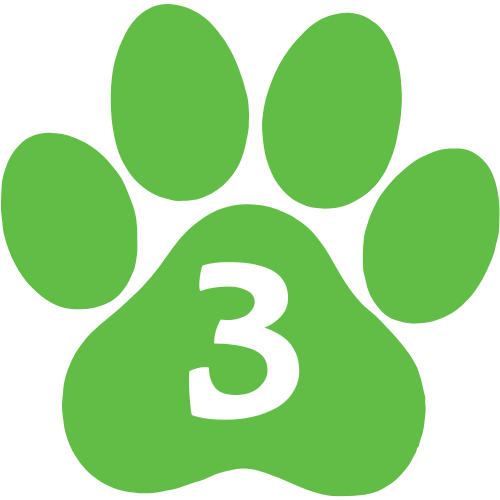 green pawprint with #3